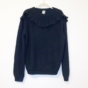 Hilary MacMillan Black Sweater With Ruffle NWT